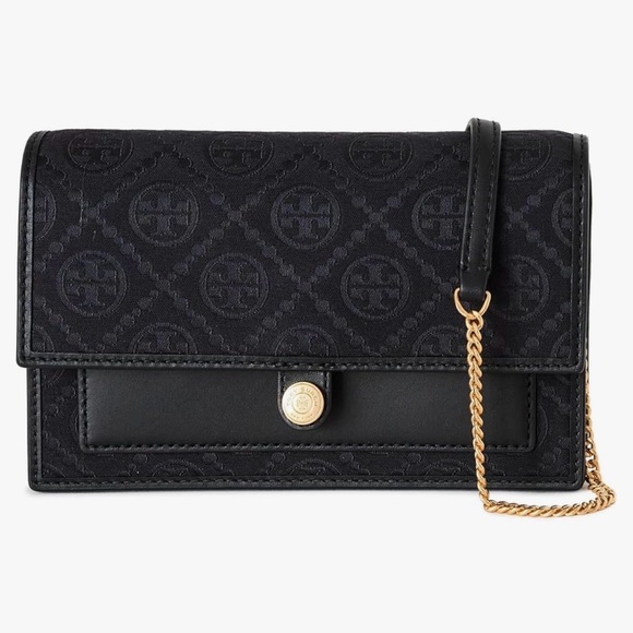 Tory Burch Handbags - Tory Burch Black Logo Jacquard Crossbody Wallet